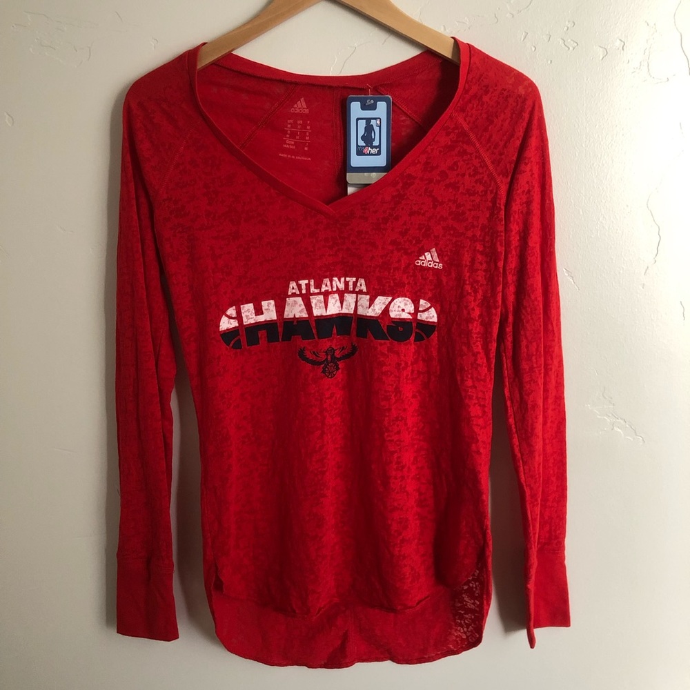 ADIDAS ATLANTA HAWKS LONG SLEEVE BURNOUT SHIRT